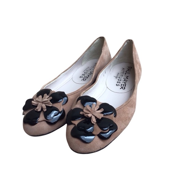 Paul Mayer Attitudes Tan Suede Floral Ballet Flats Shoes Size 6B - Picture 6 of 13